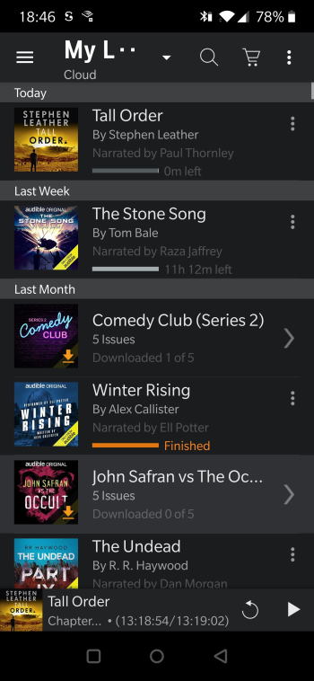 The Excellent Audible App Library - Easy To Use.