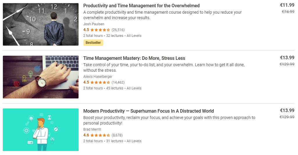 Udemy Productivity Courses