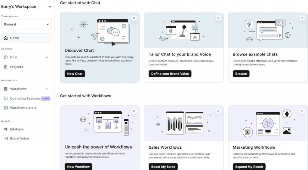 A screenshot of my Copy.AI dashboard